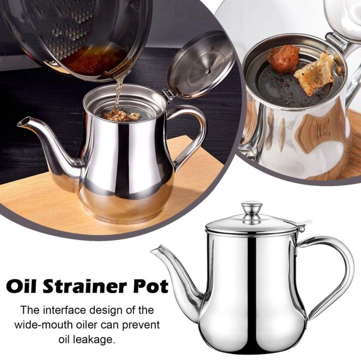 18 24oz Stainless Steel Oil Strainer Pot Container Jug Storage Can With   435114d5da14ffc3ce27d47dc215fad0  720x720q80 