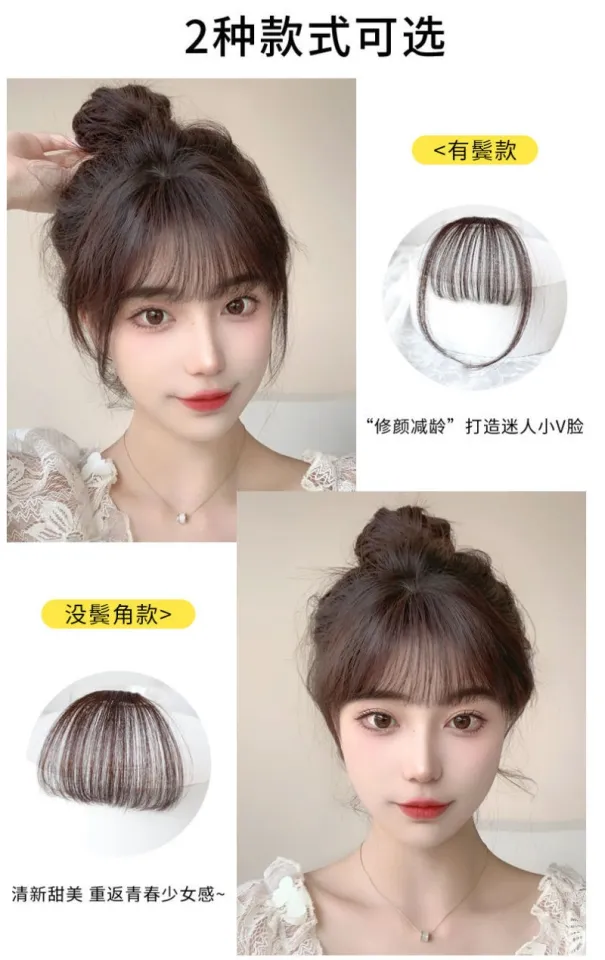 RORUX Clip in Neat Front Bangs for Women Natural Hair Synthetic Fringe Bangs Wig Hair Extensions Malaysia Lazada