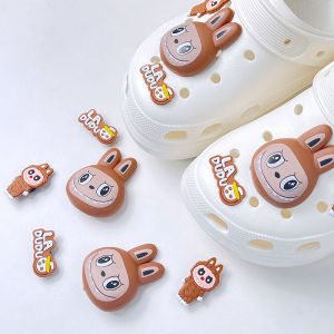 6Pcs Crocs Jibbitz Charms Cartoon Labubu Shoes Buckles Cute PVC Detachable Shoe Decoration for Crocs