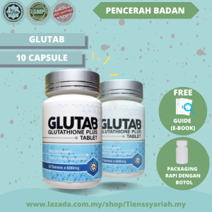 Original badan putih glutab gluthatione plus solusi hilangan jerawat supplement body white nutrisi kulit Memutihkan Seluruh Tubuh rawat jeragat collagen multivitamin cerahan wajah vitamin c 美白 "10 capsule"
