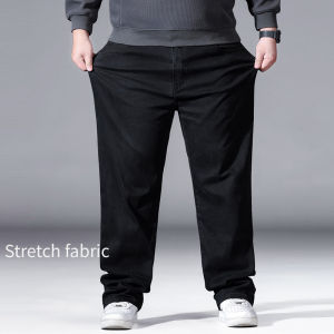 Plus Size Mens Thin Jeans Summer Stretch Denim Pants Loose Fit Big Size Casual Trousers High Waist