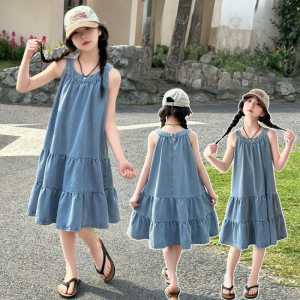 Crisbelleshop CR250529 Dress anak perempuan - Dress jeans anak cewek teenager - Baju anak perempuan fashion