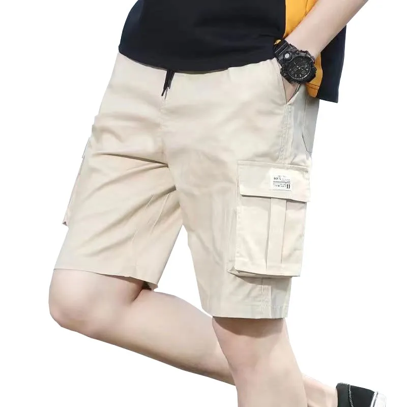 Men's Cargo Short Pants Cropped Shorts Drawstring Shorts Khaki