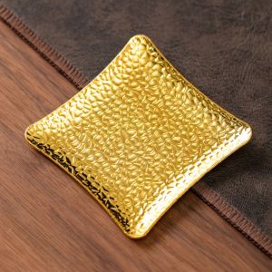 LYMEDIA Elegant Metal Coaster Exquisite Retro Cup Holder Chinese Style Golden Insulation Pad Home Decoration