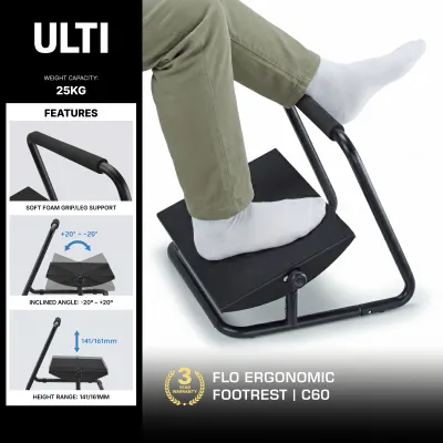 ULTI Flo Ergonomic Footrest | Reduces Strain & Fatigue | Encourages Active Sitting | C60