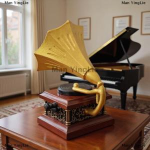 [COD] Man YingLie Dollhouse Vintage Phonograph Miniatures Model Living Room Accessories Of Doll House Decor Kids Pretend Play Toys Ornaments Gifts