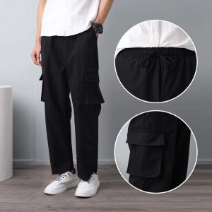 Mens Khaki Tactical Jogger Pants – Vintage Casual Style Plus Size Loose Straight Cut Outdoor Trousers for Hiking Travel and Everyday Comfort