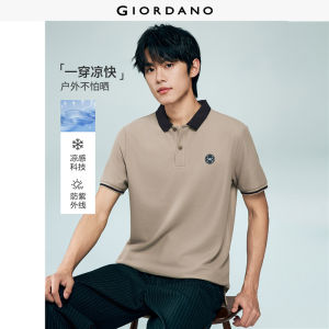 Giordano Beau Monde Men Polo Shirt Cool-Tech Knit Short-Sleeve Colorblock UV-Protection Regular-Fit Slight Stretch Free Shipping 13016316