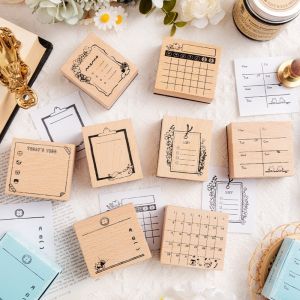 DOOUR Portable Calendar Stamp Seal Reusable Retro Monthly Calendar Seal Cute Wooden DIY Decorative Printing Stamp Seal
