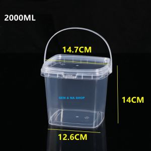 Xô Vuông/TRÒN 500ml xô nhựa 1000ml xô vuông 2000ml trà sữa kèm quai xách xô trà sữaXô Bánh Kẹo