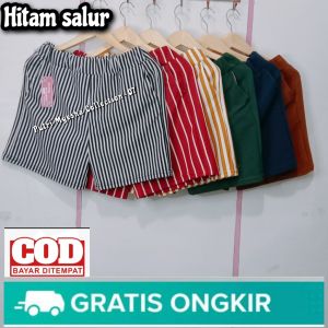 Celana Pendek Wanita 3/4 Motif Kain Krep Jeruk & Promo 30rb