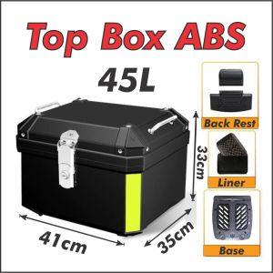 45L 57L Motorcycle Top Box Waterproof Stainless Steel Lock ABS With Liner Back Rest