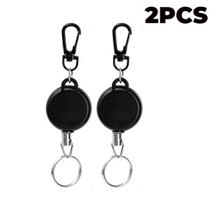 2PCS Retractable Keychain Anti Lost ID Badge Key Holder With Elastic Steel Wire Rope Backpack Charm Accessories Outdoor Tool