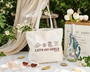 Custom Canvas Bag Western Style Disco Bachelorette Party Bag Western Theme Party Bag Gift Bag for Girlfriends Group for Bachelorette Party Girls Travel Bag.