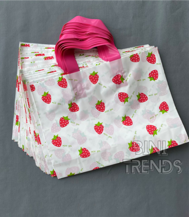 STRAWBERRY Design Printed Plastic Bag with Handle and Expandable Bottom for  Shopping, Souvenirs, Gifts, Giveaways, Packaging Lazada PH
