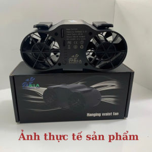 Quạt đeo cổ mini đeo hông pin siêu trâu quạt đeo thắt lưng quạt kẹp tích điện lửng 2 luồng 4 cấp độ pin 5000mah