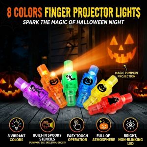 Halloween Finger Light Projector LED Finger Flashlight Spooky Costume Accessory Trick or Treat Party Favor Halloween Decoration for Kids Adults