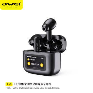 AWEI T56 ANC Large Color Screen Bluetooth Earphone -35dB EQ model selection bluetooth 5.4 with Earphones search Wallpaper