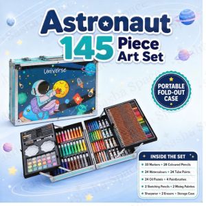 145-Piece Deluxe Art Set for Kids - Coloring Kit with Watercolor Markers Colored Pencils Pastels Paints Gift