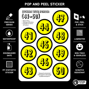 Set Number Stickers of 1-100 Alphabet Letter A-Z Symbols. Premium Sticker Label. For Restaurant Dining Table Nombor Meja