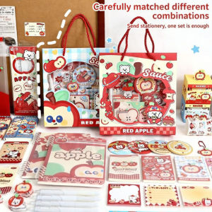 Cute Apple Stationery Set Ins Style Notebook Thickened Student Small Notebook Gifts Portable儿童文具套装