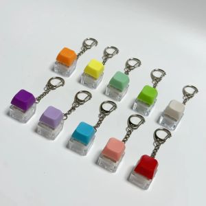 JESJELIU พร้อมแสง ฟิดเจ็ตคีย์เชน ปุ่มกุญแจ คีย์บอร์ด DIY ของเล่นบีบ ใหม่ คีย์แคป ฝาครอบแป้นพิมพ์แบบนิ้ว