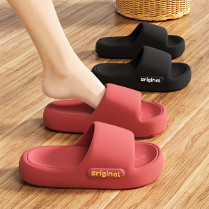 Summer New Couple Slippers with Thick Sole Increased Height Soft Non Slip Mens Home Slippers Letter Printed Bathroom Slippers H260729