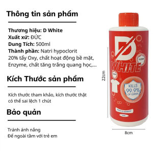 [Tặng Vòi Xịt] Nước DWhite Tẩy Trắng Quần Áo Tẩy Mốc Ố Vàng Quần Áo Vết Bẩn - Chính Hãng Không Làm Phai Màu
