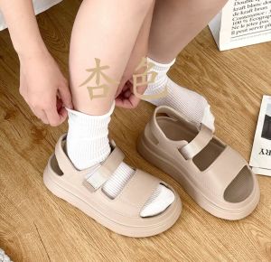[Free Shipping] Candy-Colored Thick-Soled Platform Sandals With Velcro Straps African WomenS Shoes Ultra-Lightweight EVA Casual Footwear