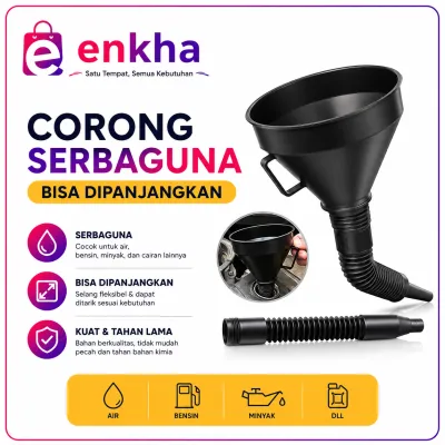 Corong Serbaguna Untuk Air Minyak Bensin Oli Bisa Panjang & Pendek Wide Funnel 13.5cm dengan Selang