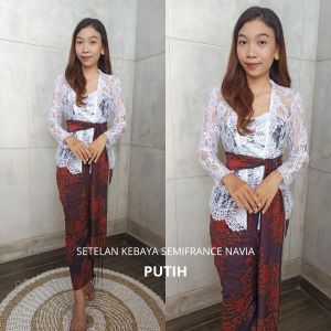 Kanaya Kebaya Brokat Semifrance Navia dan Rok Kamen Moscreft Songket Batik Endek Stretch Free Selendang Pengantin Pesta Wisuda Modern