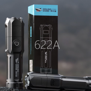 SmilingShark 622A LED Torch Light Mini Flashlight ABS Zoomable Super Bright Pocket Torch Flashlight USB Rechageable TorchLight Waterproof Emergency Dormitory Travel Outdoor Mountaineering Camping Light Tent Home Student Power Outages Emergency Backup