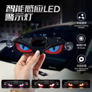 BMFUEW Creative Car Demon Eye Light Suction Cup Installation Cool Solar Warning Light Wireless Decorative Light Easy Installation Vehicle Signal Lights Car Triangle Window