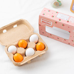 6pcs/set Wooden Lovely Eggs Pretend Play Toys Food Pretend Play House Montessori Preschool Educational Kitchen Cooking Toys Kids