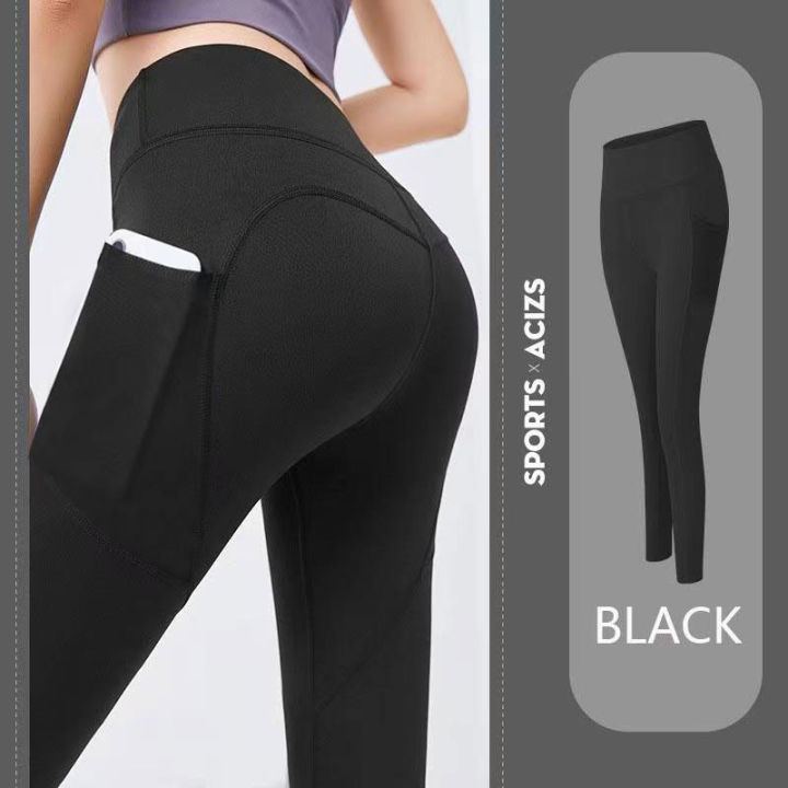 Womens Fitness Leggings Sports Bottoms Pants Phone Pocket (Plus