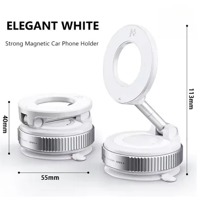 360° Rotation Adjustable Strong Magnetic Car Phone Holder Foldable Mount Foldable Phone Holder Vacuum Suction Cup Double-sided Magnetic Mobile Phone Holder Foldable Car Suction Holder