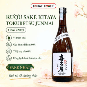 Rượu Sake Nhật Kitaya Tokubetsu Junmai 15-16% 720ml - Vị thiên khô gạo Yume Ikkon 100%