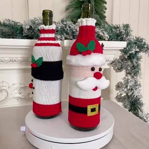 Christmas decoration wine bottle cover knitted yarn red wine cover Christmas restaurant hotel atmosphere decoration decoration