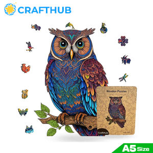 นกฮูกเจ้าปัญญางานฝีมือ-ปริศนาที่สง่างามและซับซ้อนสำหรับนกฮูก | เกมกระดานตัวต่อจิกซอว์หนาและคุณภาพสูง | A3ขนาด W/158ชิ้น