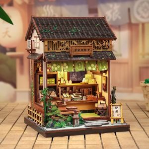 CUTEBEE DIY Book Nook Kit Miniature Model Wooden Dollhouse with LED Light Bookshelf Insert Fruit Shop for Bookstore Decoration