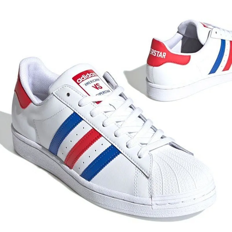 Adidas superstar red and blue sale