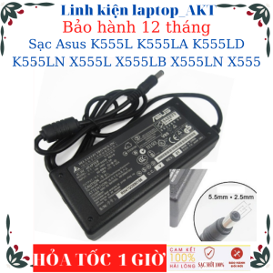 Sạc laptop Asus K555L K555LA K555LD K555LN X555L X555LB X555LN X555-Sạc Asus 19v-2.37A/3.42A-45W/65W vuông chữ nhật chân thường(5.5*2.5mm)