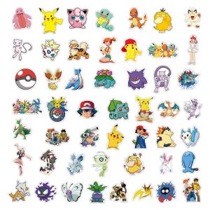 สติกเกอร์โปเกมอน50ชิ้นลายการ์ตูนน่ารักของเด็กสติ๊กเกอร์พีวีซีกันน้ำ