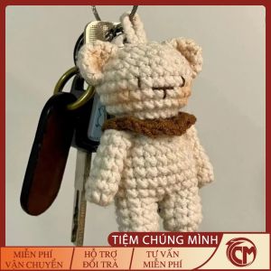 Móc khoá cặp đôi gấu bằng len handmade - TCM