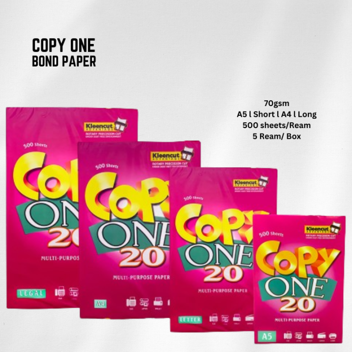 Quali-Products - COPY ONE BOND PAPER 70gsm Short | A5 | A4 | Long Size ...