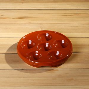 DAFIFY Plates set Dinner Brown Ceramic Escargot Plates 6 Holes Porcelain Escargot Seafood Snail Dish Mushroom Baking Barbecue Plate Pan Container for Home Restaurant Kitchen