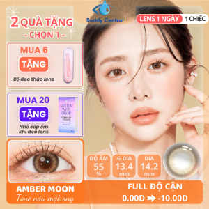 Lens 1 ngày có màu Clalen Amber Moon | 1 chiếc | Nâu mật ong BC 8.6 DIA 14.2 G.DIA 13.4 - Buddy