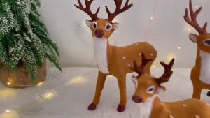 25cm Christmas Deer Reindeer Santa Craft Elk Xmas Decoration Gift Flocked Home Tabletop Garden Christmas Tree Decor