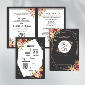 (100 pcs) Undangan Nikah / Pernikahan / Khitan Hitam Elegant