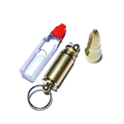 Gratis Ongkir ! Korek Api Gantungan Kunci Roda Minyak Model Peluru 688/Mancis Unik Roda Model Peluru - Gold